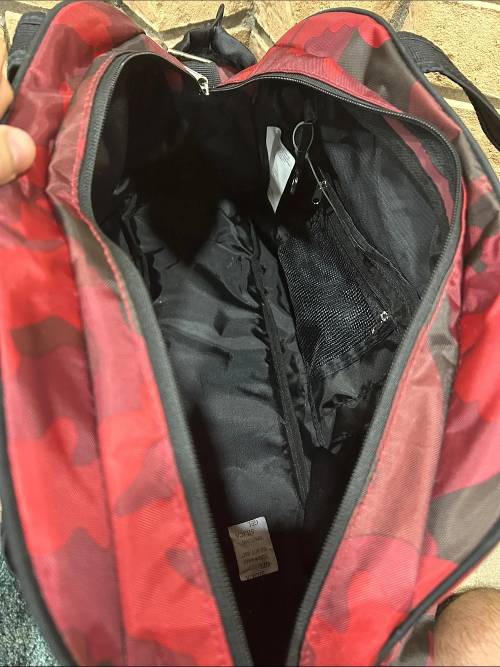 fuel sport carry all duffle red camo gym bag travel bag